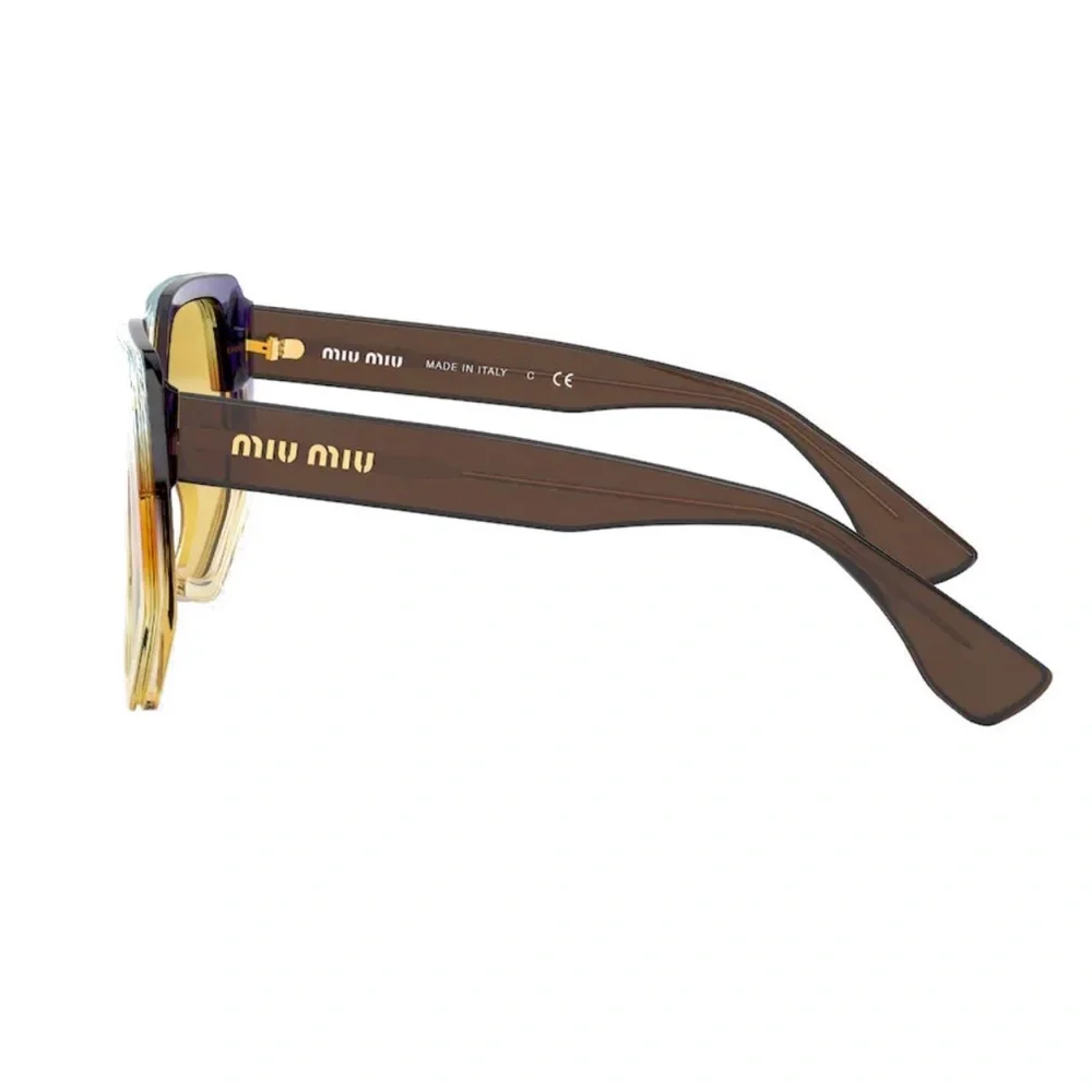 Miu Miu Brown and Yellow Gradient Square Sunglasses